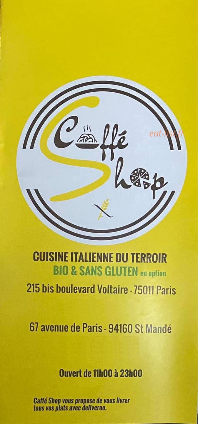 Caffé Shop — carte page 1