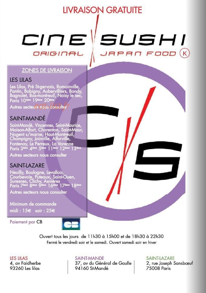 Ciné Sushi — carte page 16