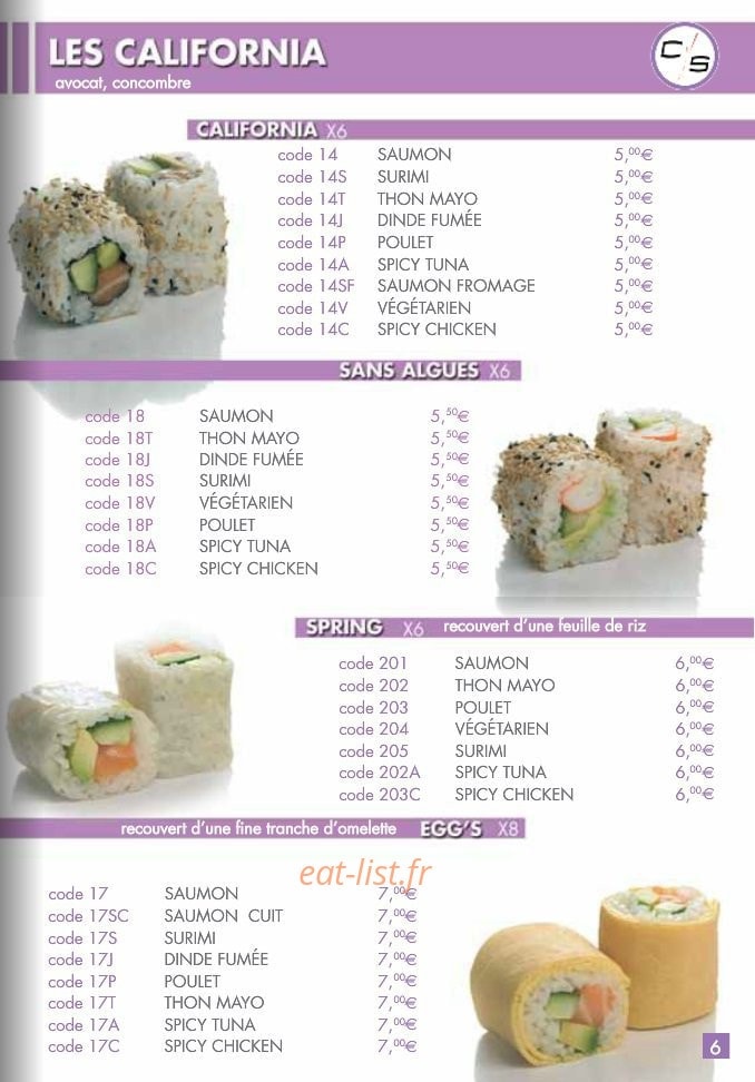 Ciné Sushi — carte page 7