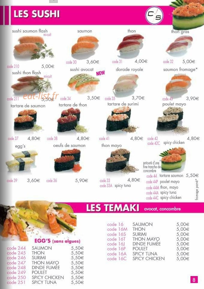 Ciné Sushi — carte page 9