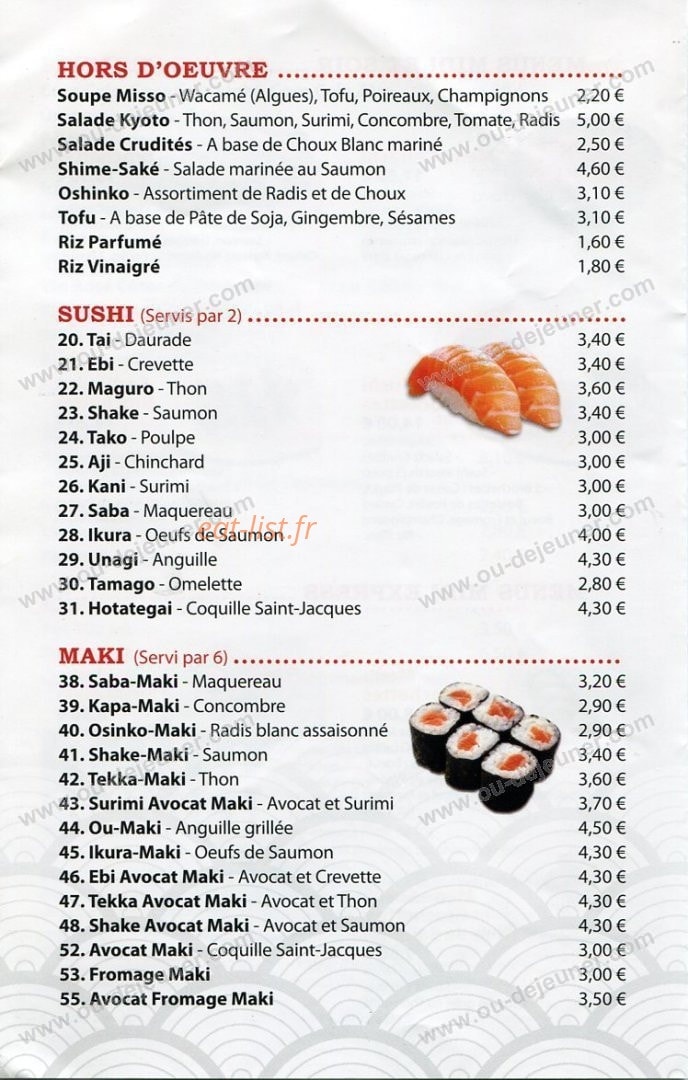 Kyoto Sushi — carte page 3