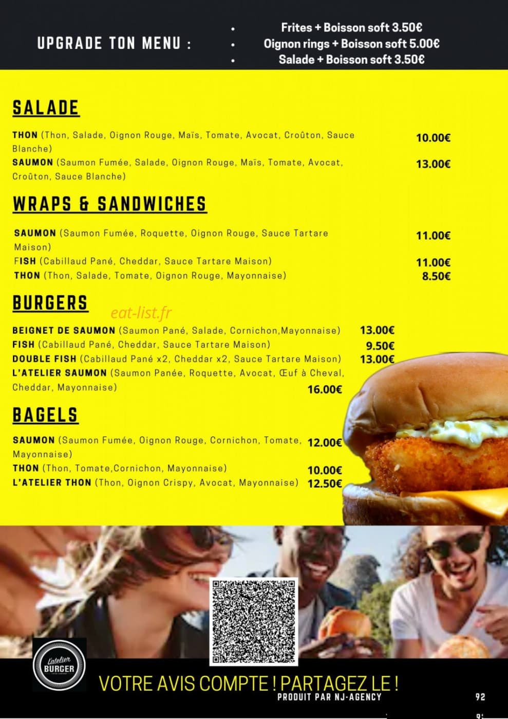 L'Atelier Burger — carte page 2