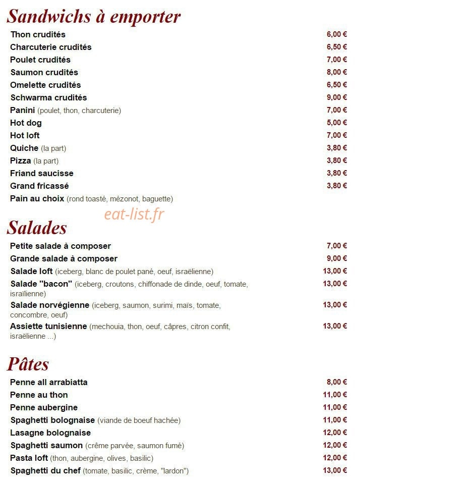 Le Loft — carte page 1