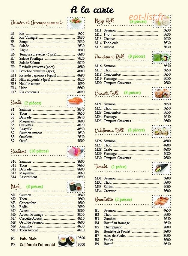 Sushi 123 — carte page 2