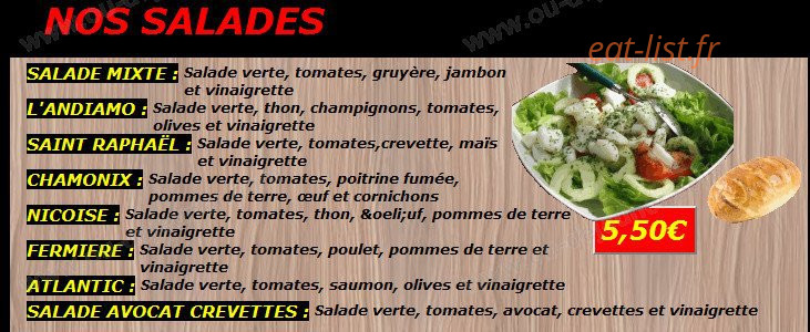 Andiamo Pizza — carte page 3