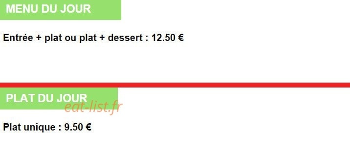 Carte et menu de Brasserie des Sports à Le Perreux sur Marne — Un extrait de la carte