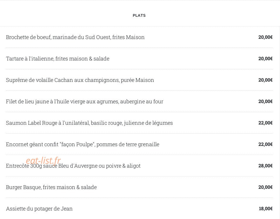 Le comptoir de Jean — carte page 2