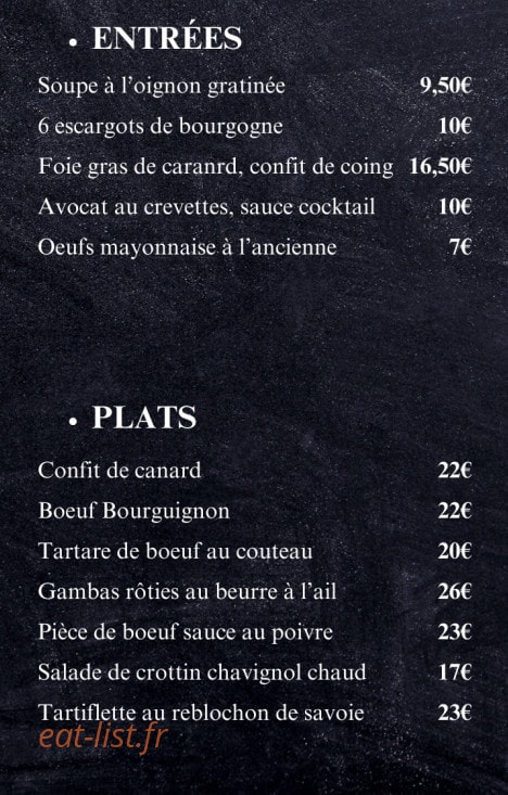 Le vieux bistrot — carte page 2