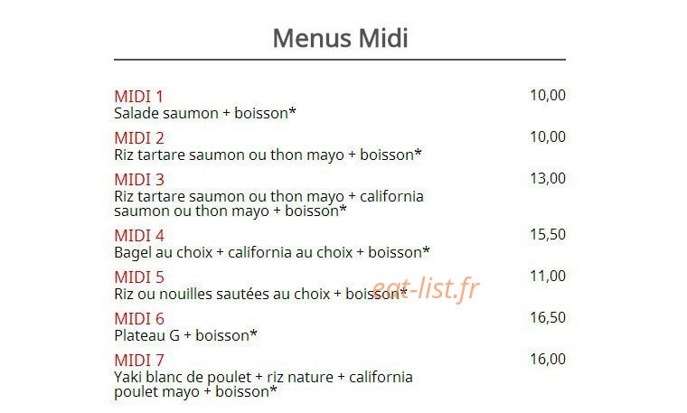 Sushi Top — carte page 11