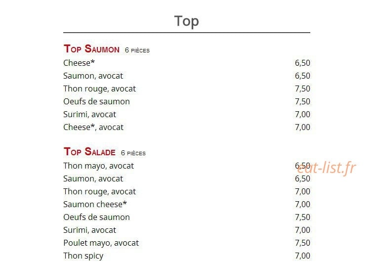 Sushi Top — carte page 7
