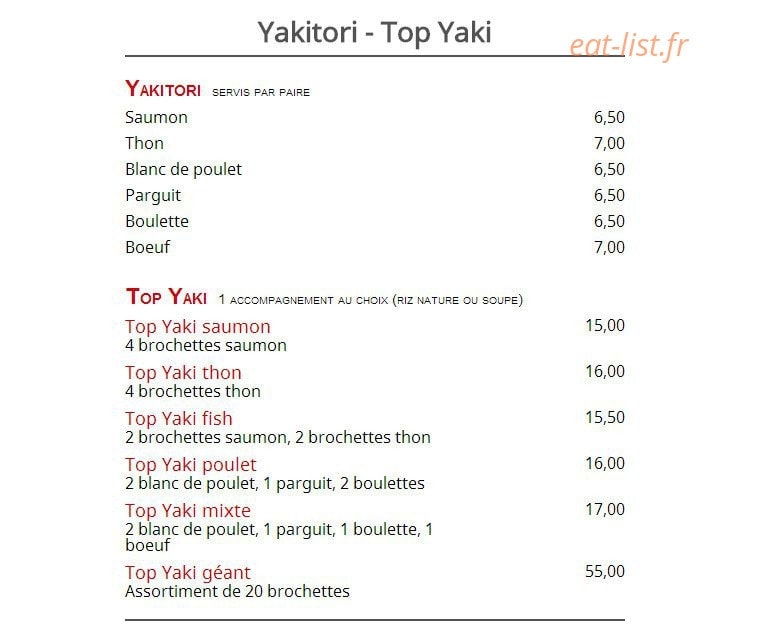 Sushi Top — carte page 12