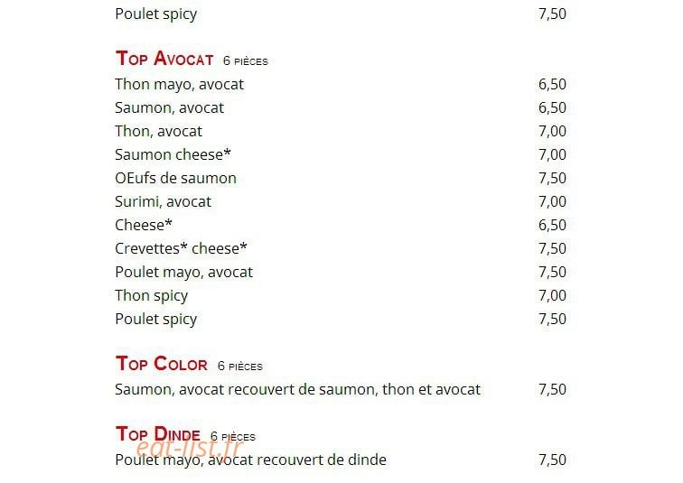 Sushi Top — carte page 8