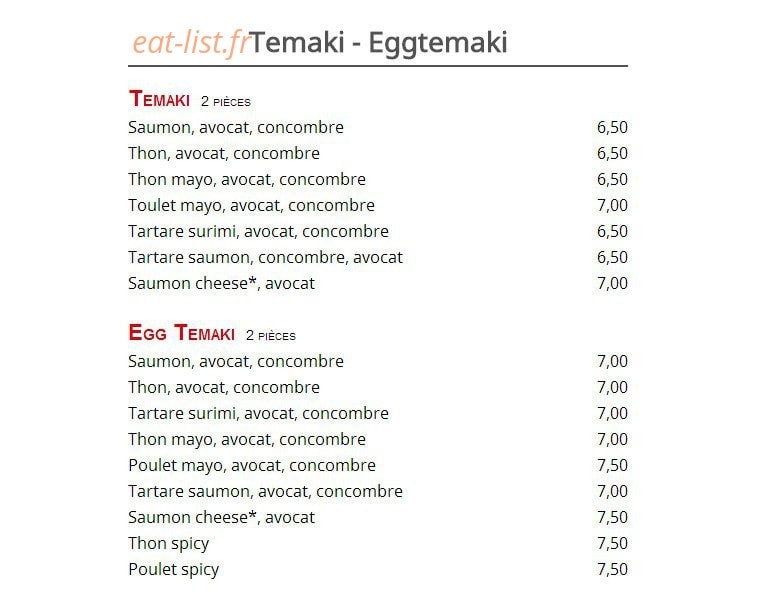 Sushi Top — carte page 3