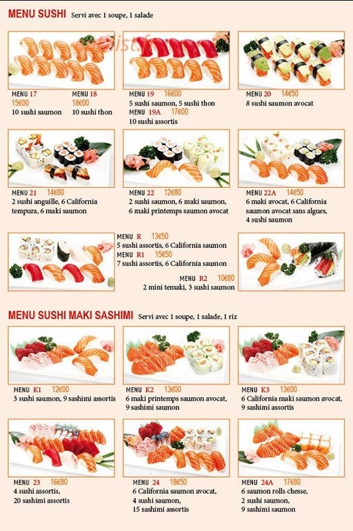 Carte et menu de Tokyo Sushi à Le Perreux sur Marne — Menus sushi maki sashimi