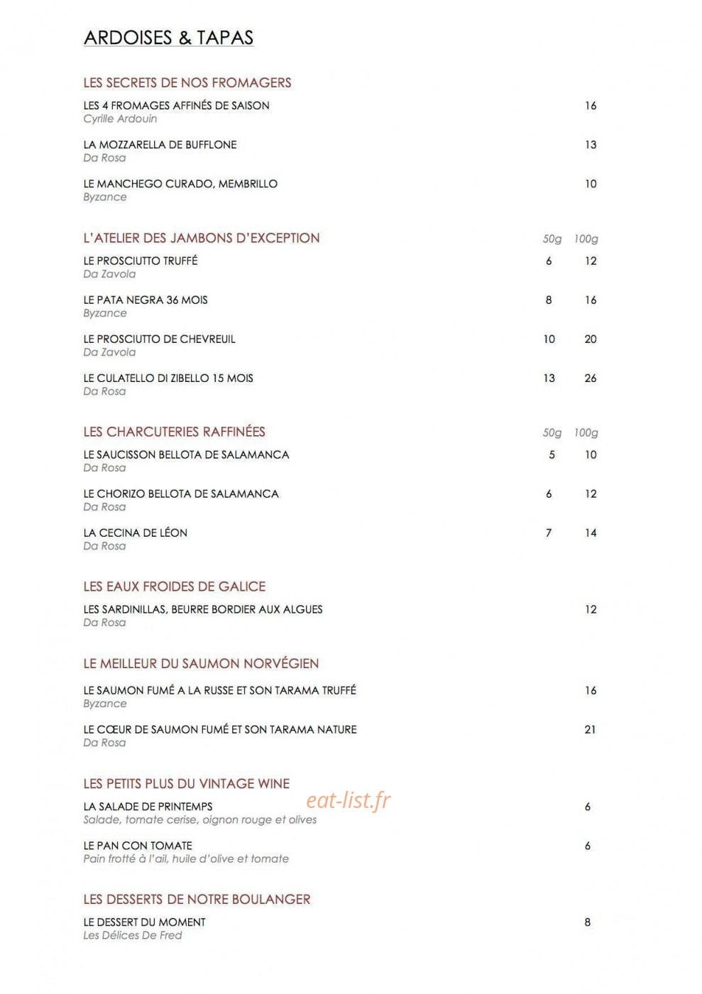 Vintage Wine — carte page 1