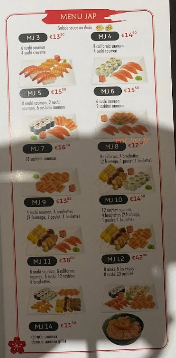 Carte et menu de Asian Food à Villeneuve Saint Georges — Les menus japonais