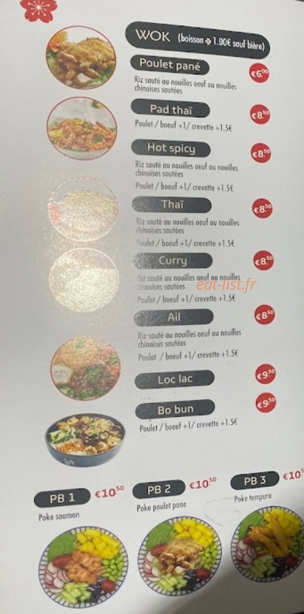 Carte et menu de Asian Food à Villeneuve Saint Georges — Wok