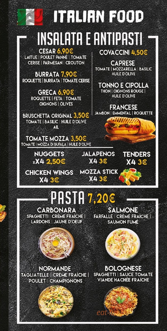 Carte et menu de Brother's Food à Villeneuve Saint Georges — Les salades et pates