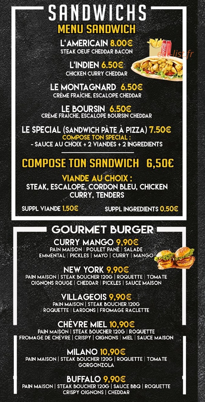 Carte et menu de Brother's Food à Villeneuve Saint Georges — Les sandwichs