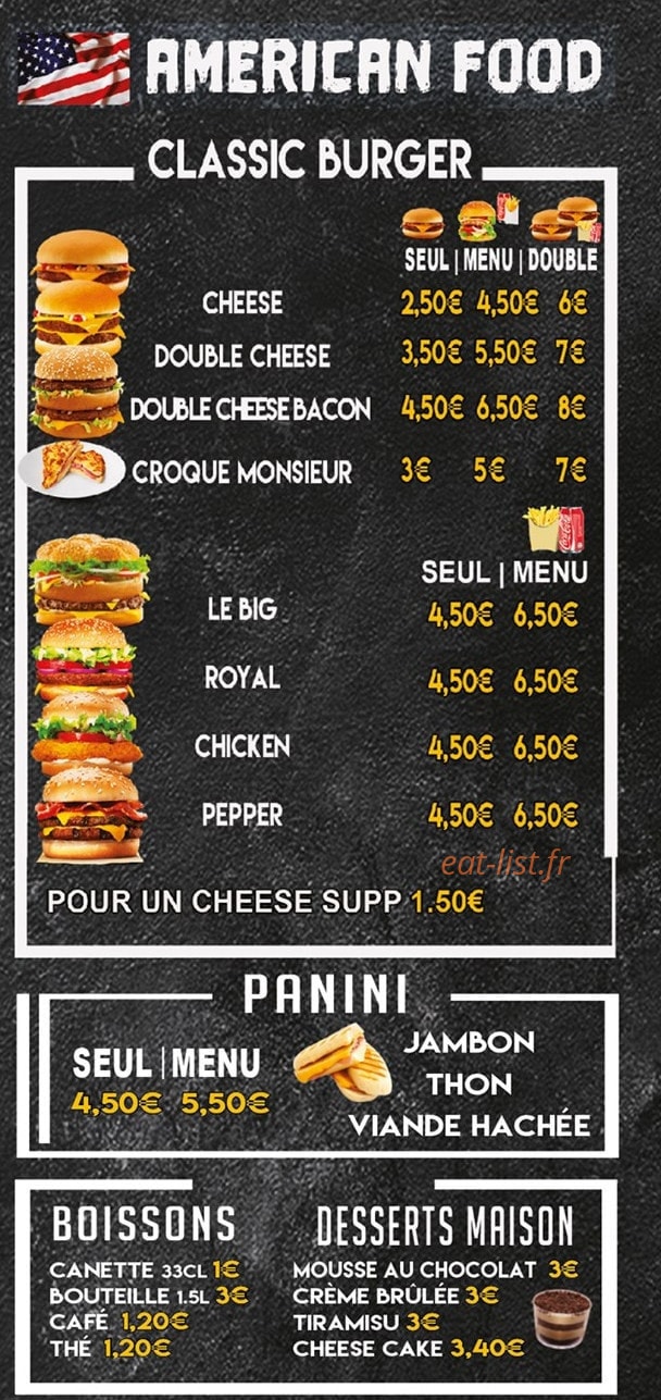 Carte et menu de Brother's Food à Villeneuve Saint Georges — Les burgers, paninis et desserts,..