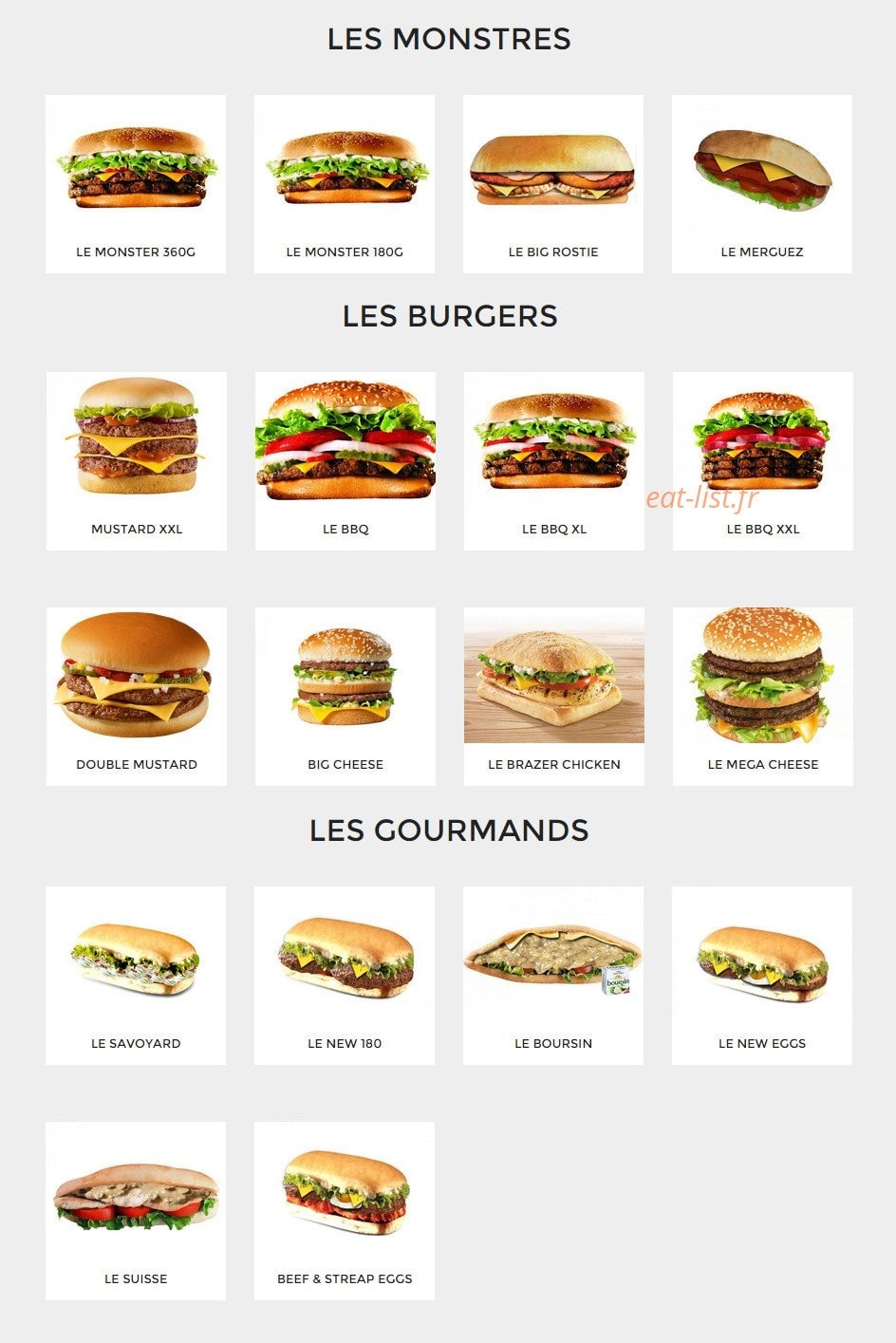 Le New Burger — carte page 1