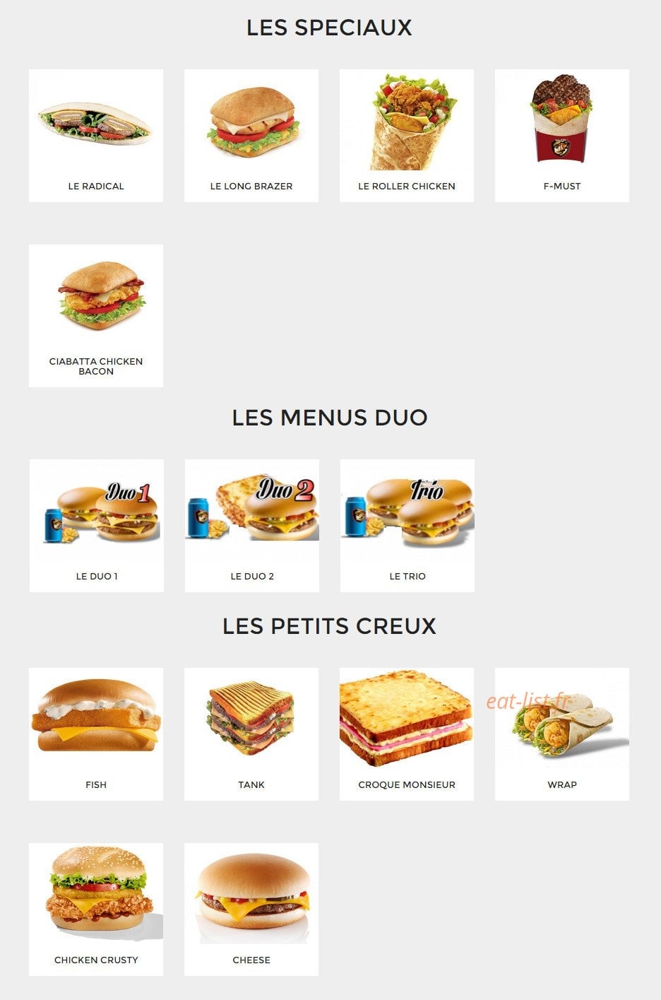 Le New Burger — carte page 2