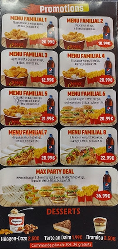 Max Chicken — carte page 4