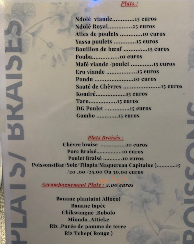 Traiteur d'Afrique — carte page 2