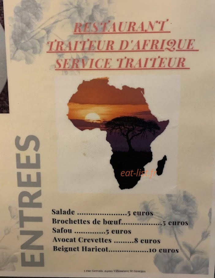 Traiteur d'Afrique — carte page 1
