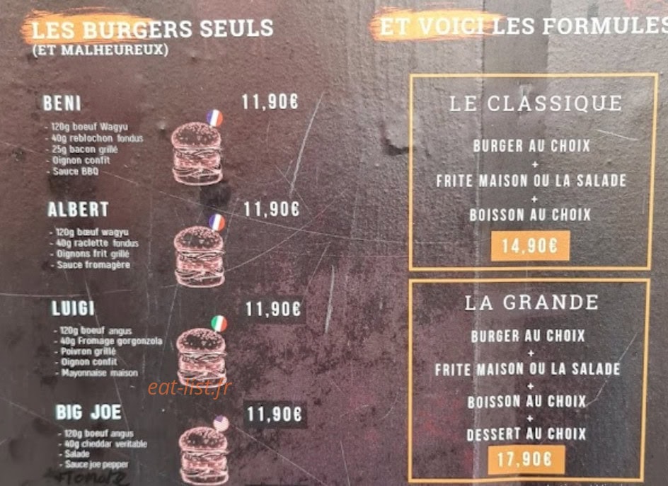 Beni Wagyu Burger — carte page 1