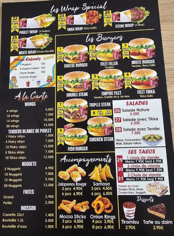 Chicken Eatz — carte page 2