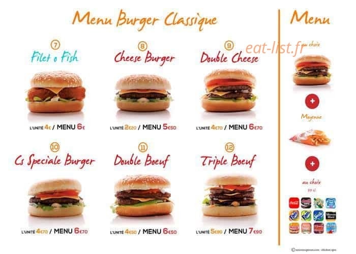 Chicken spot — carte page 1
