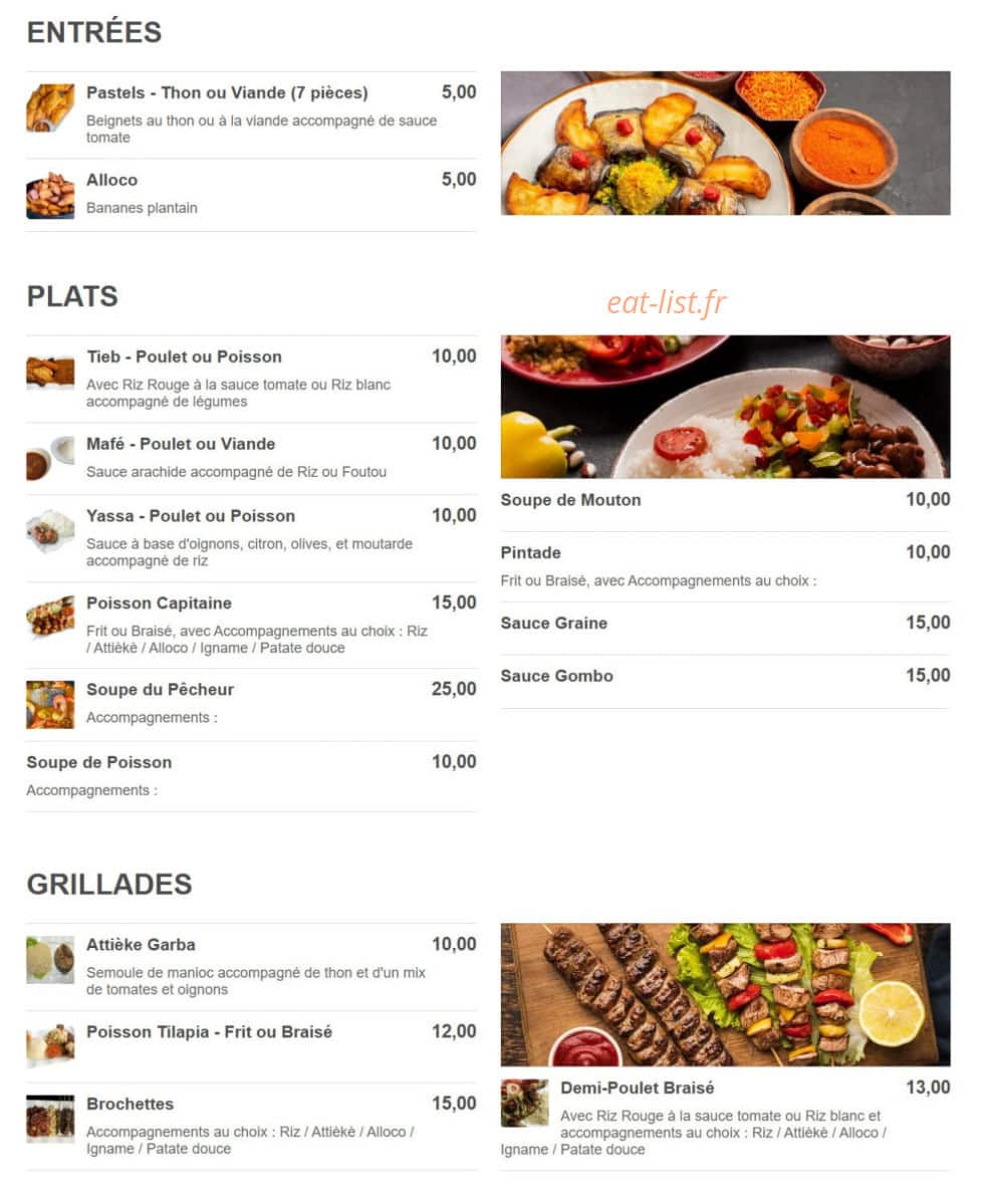 Founerou Gourmand — carte page 1