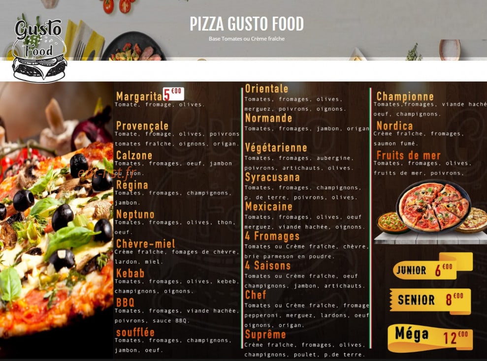 Gusto Food — carte page 3