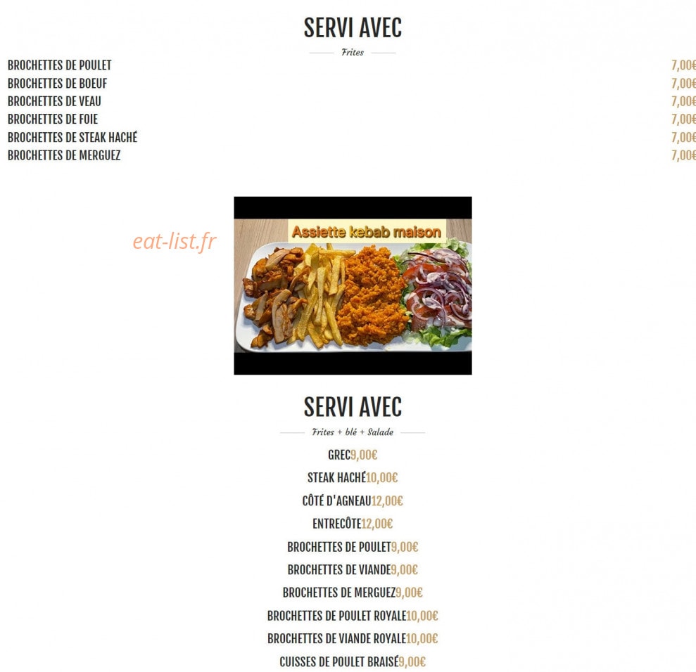 Gusto Food — carte page 1