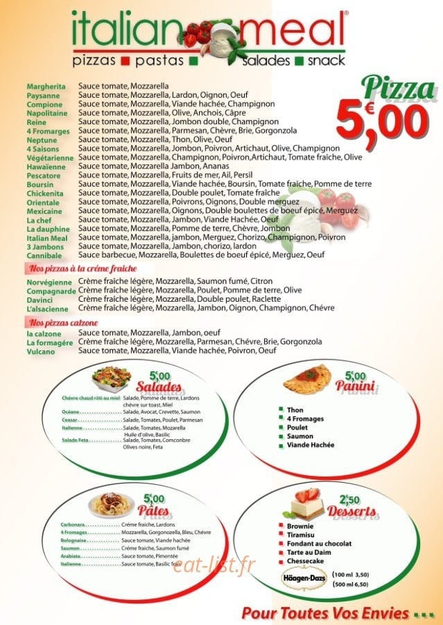 Italian Meal — carte page 1