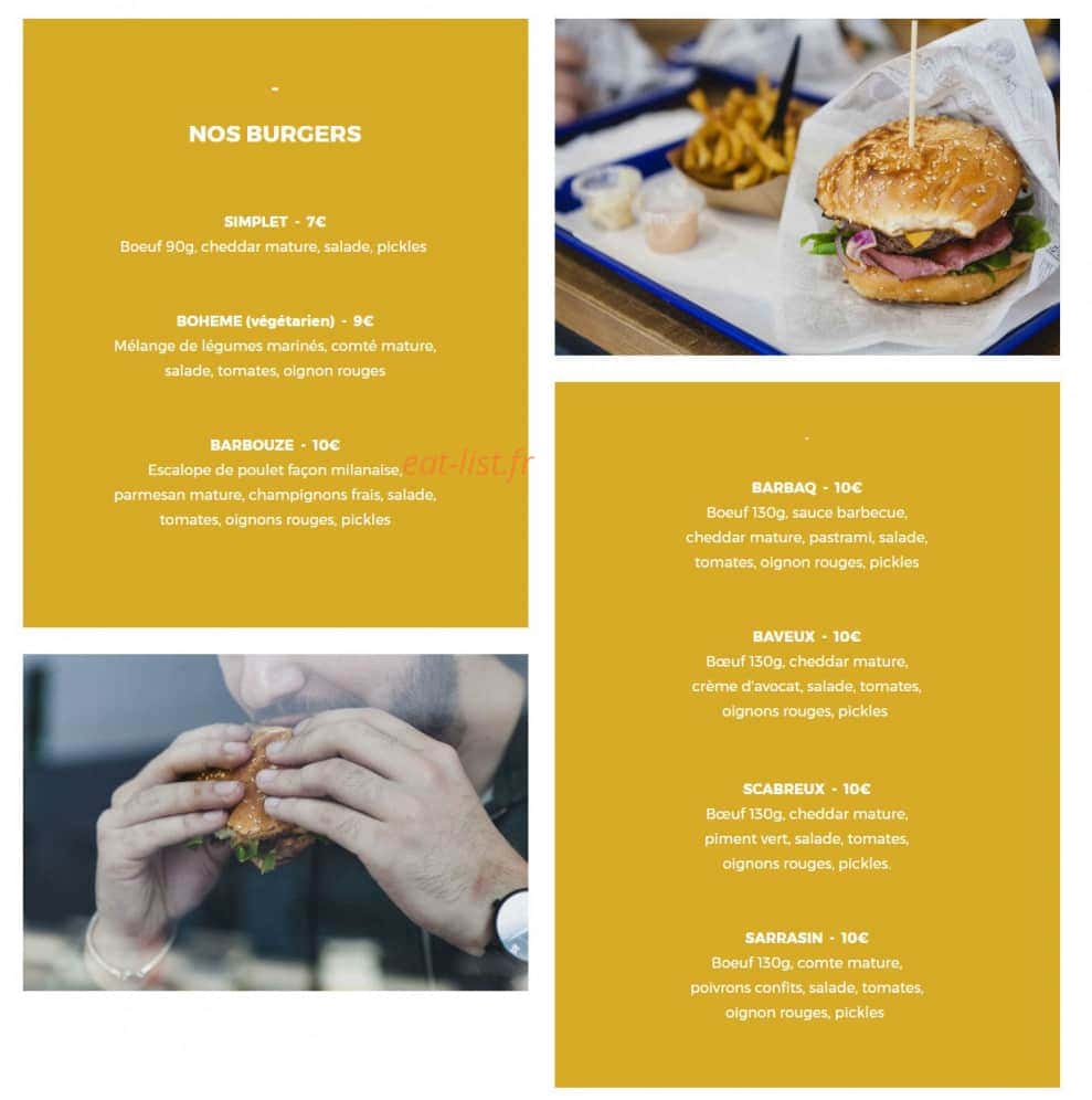 Le Bistrot Burger — carte page 1