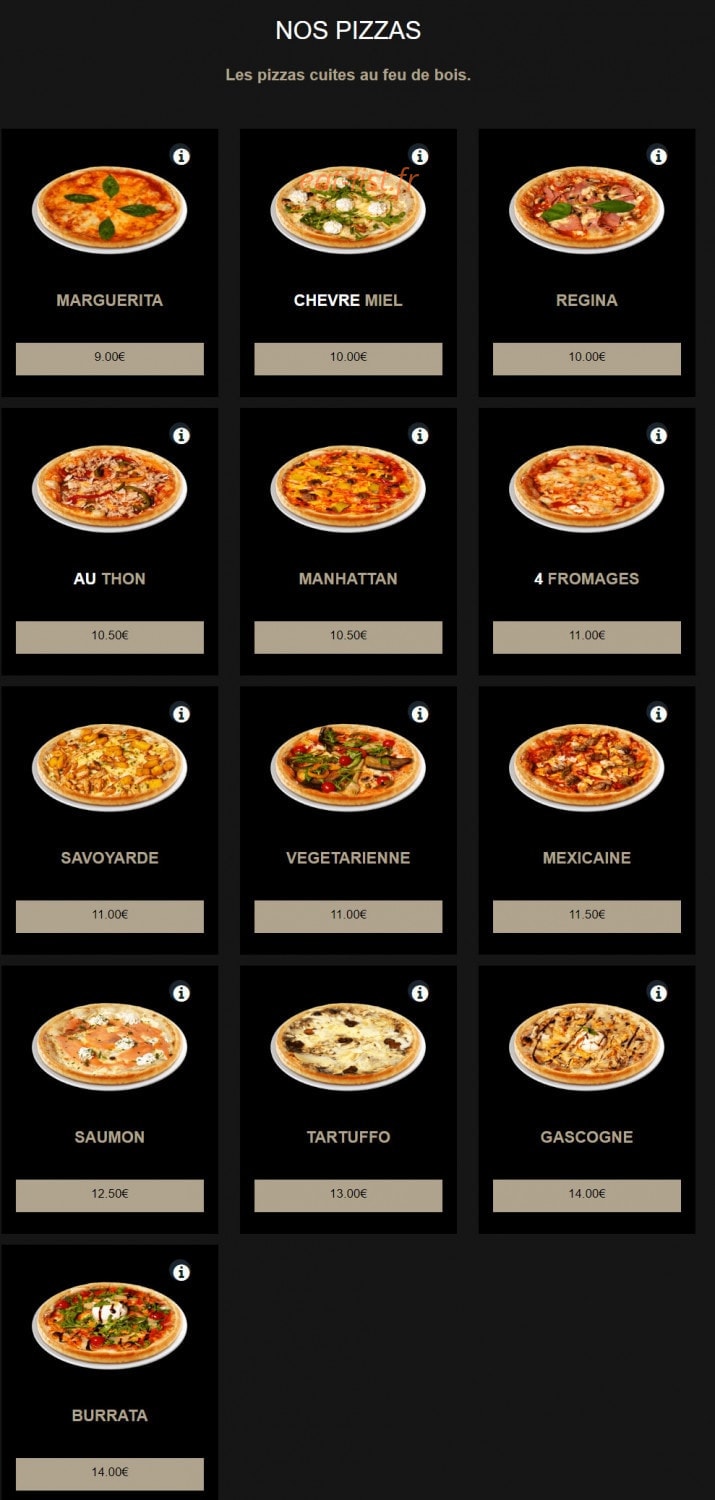 Love Pizza — carte page 1