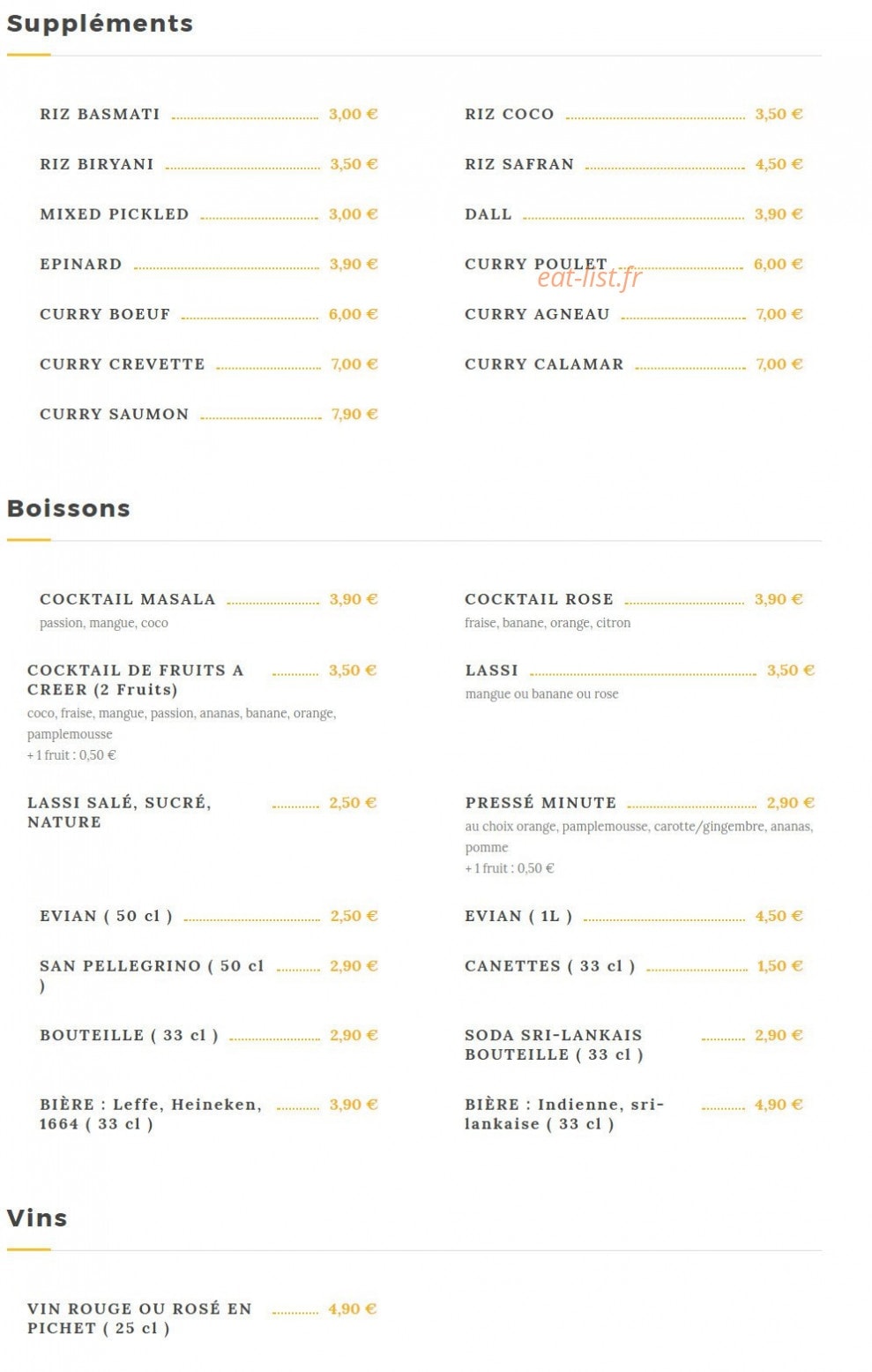 Masala café — carte page 5