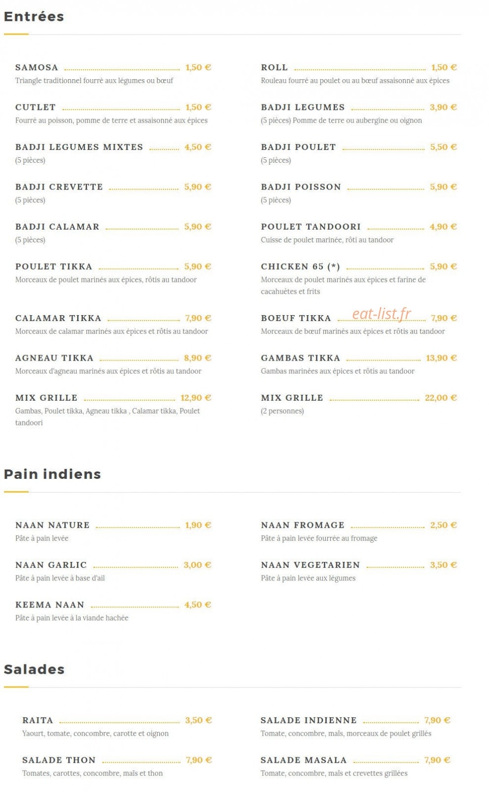 Masala café — carte page 2