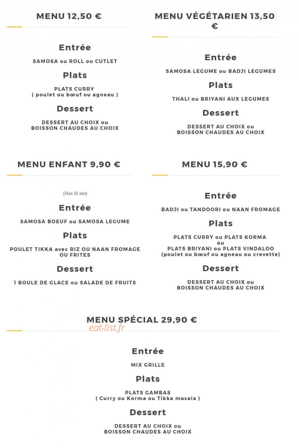 Masala café — carte page 1