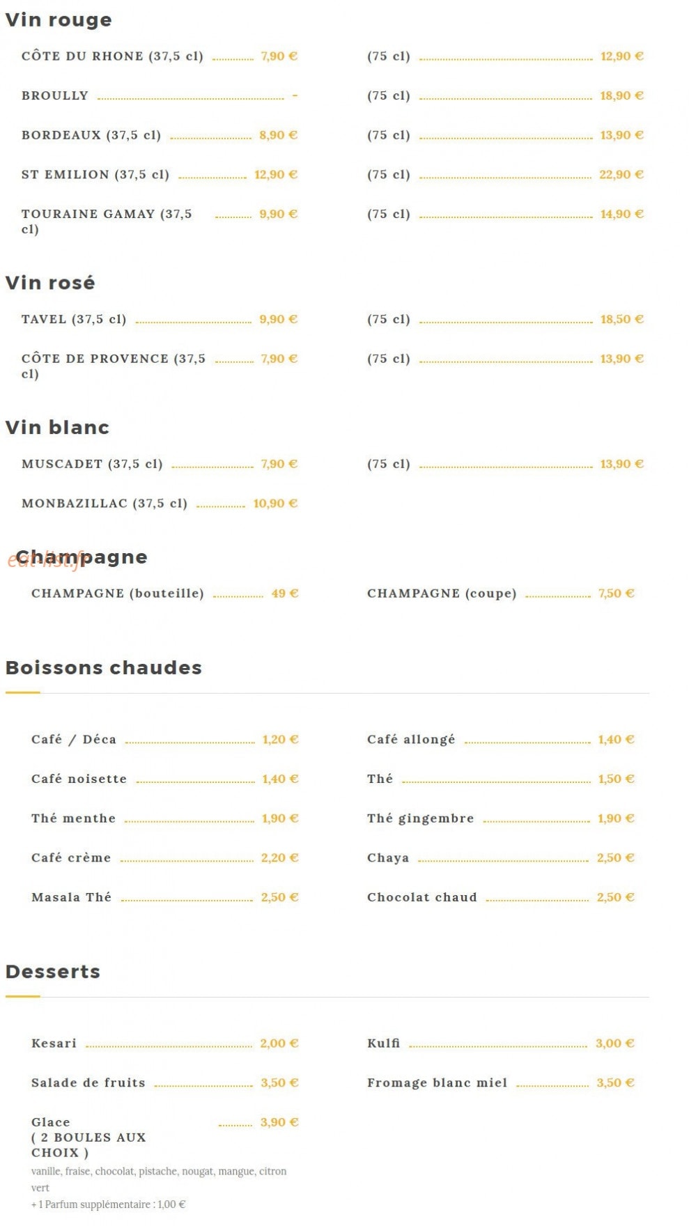 Masala café — carte page 6