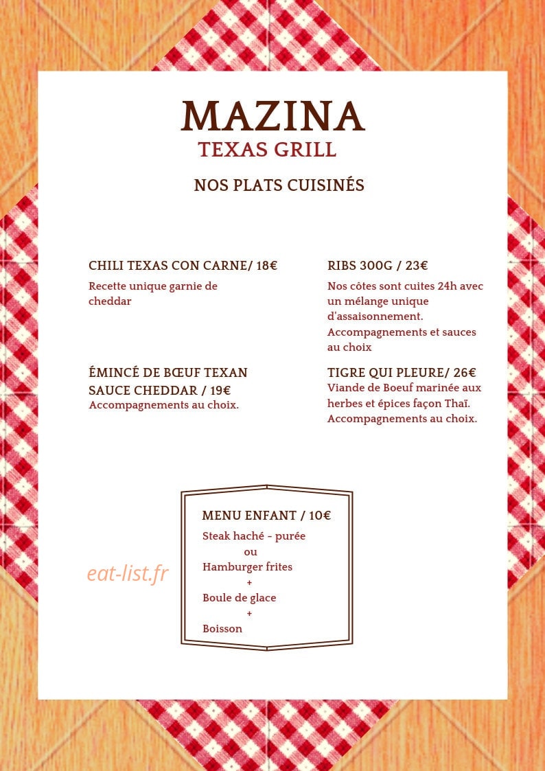 Mazina Grill — carte page 2