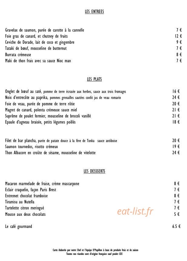 O'papillon — carte page 1