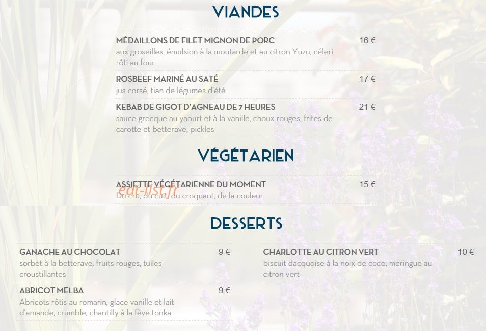 Restaurant PlayTime — carte page 3