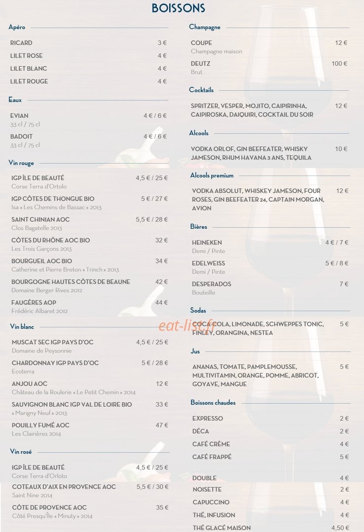 Restaurant PlayTime — carte page 4