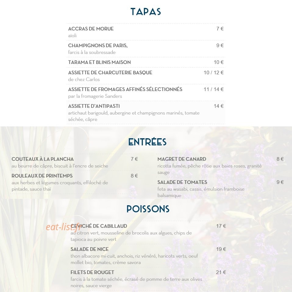 Restaurant PlayTime — carte page 2