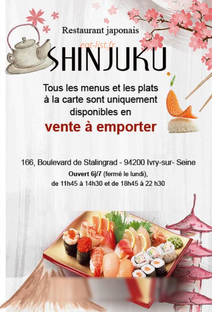 Carte et menu Shinjuku Ivry-sur-Seine