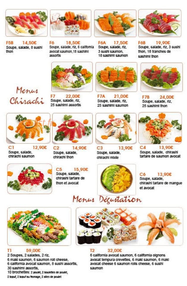 Carte et menu de Shinjuku à Ivry sur Seine — Les menus chirachi et menus dégustations