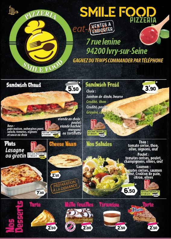 Smile Food — carte page 1